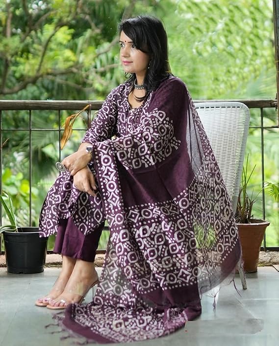 A-Line Kurta and Pant Set with Dupatta