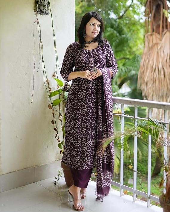A-Line Kurta and Pant Set with Dupatta